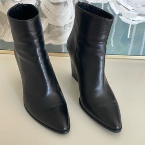 Black Leather Ankle Booties